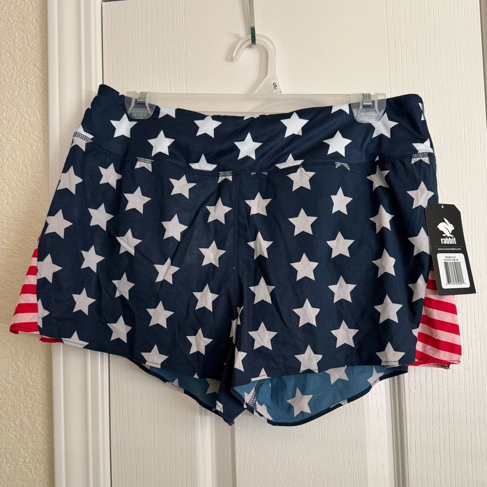Rabbit running shorts. American flag. Free speed 2.5”. Size medium.